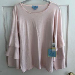 Nordstrom CeCe Light Pink Tiered Sleeve Sweater